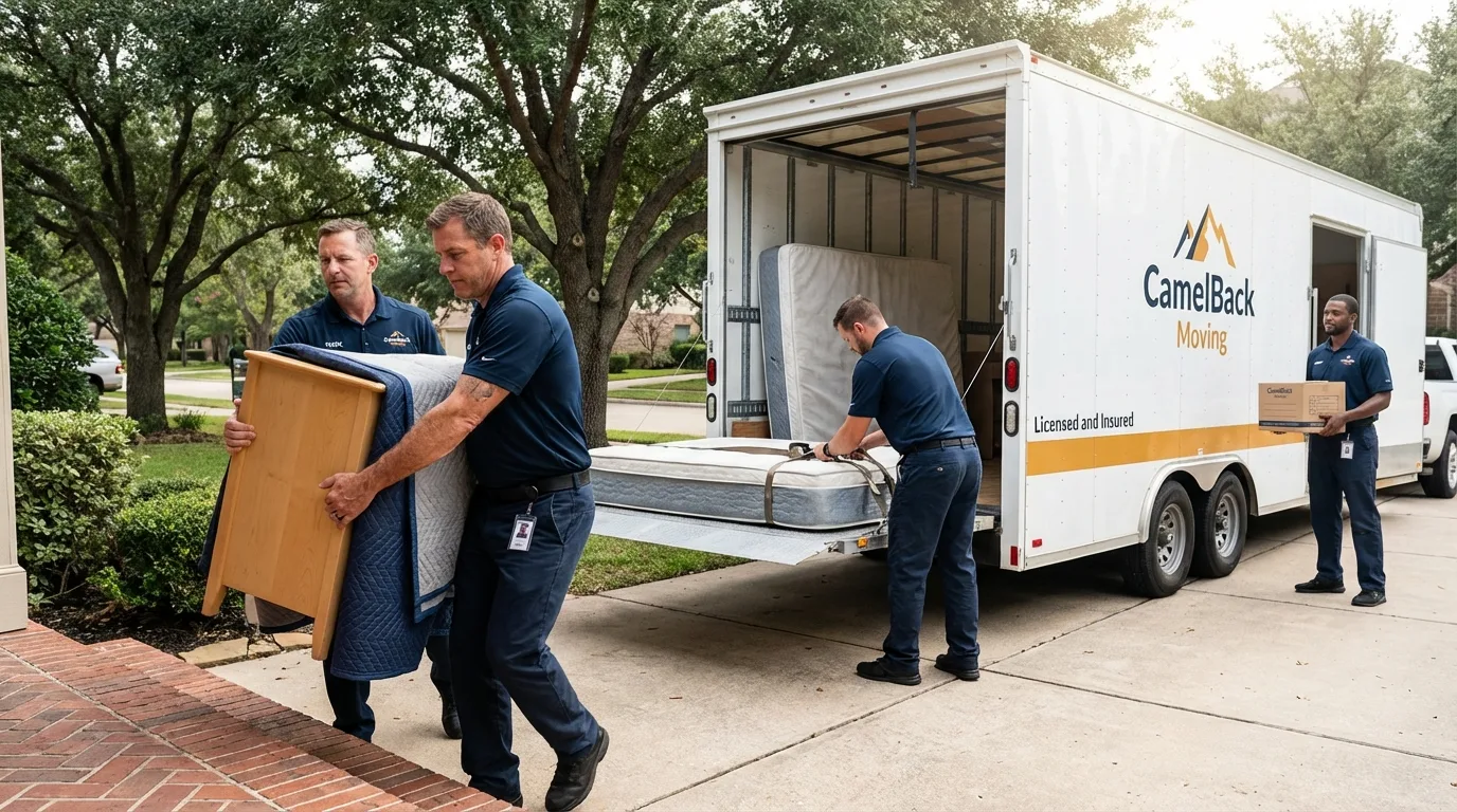 Crew loading residential truck for cross-state move from Pearl River, NY