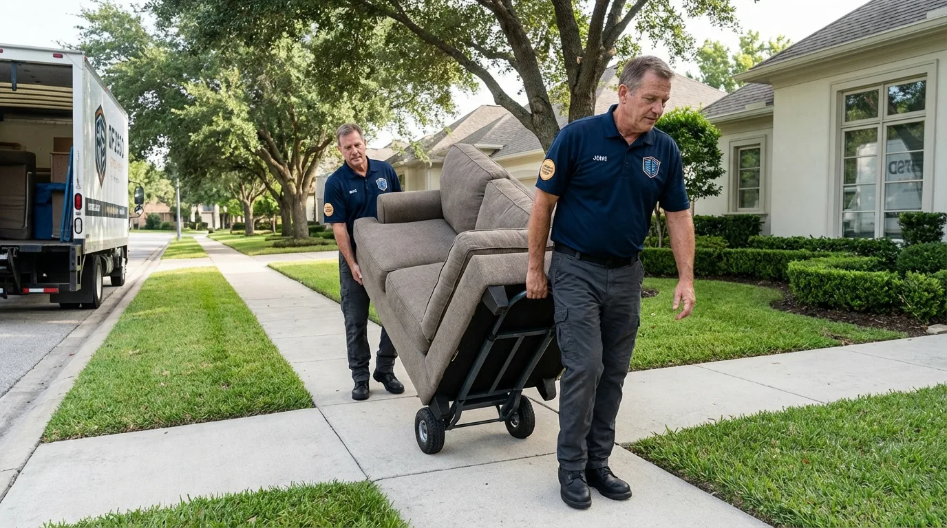 Local residential moving crew loading furniture in Pearl River, NY